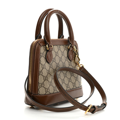 Gucci GG Supreme Monogram Azalea Calfskin Mini Horsebit 1955 Top Handle Bag Beige Ebony Brown Sugar 2 of 9
