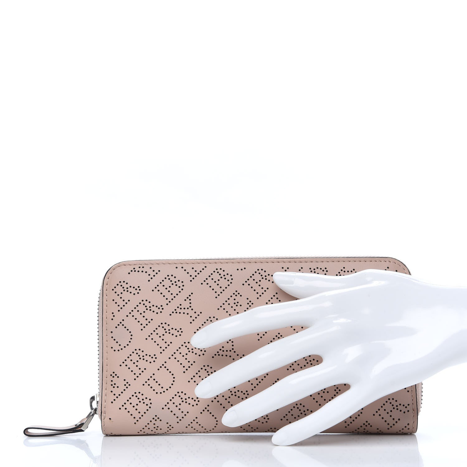 Burberry Calfskin Perforated Zip Around Wallet Pale Fawn Pink 2 of 6
