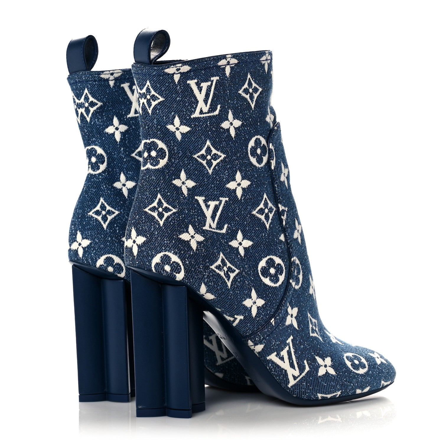 Louis Vuitton Denim Monogram Silhouette Ankle Boots 37 Navy Blue 4 of 7