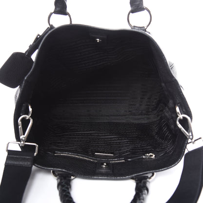 Prada Vitello Daino Braided Hobo Nero Black 5 of 12