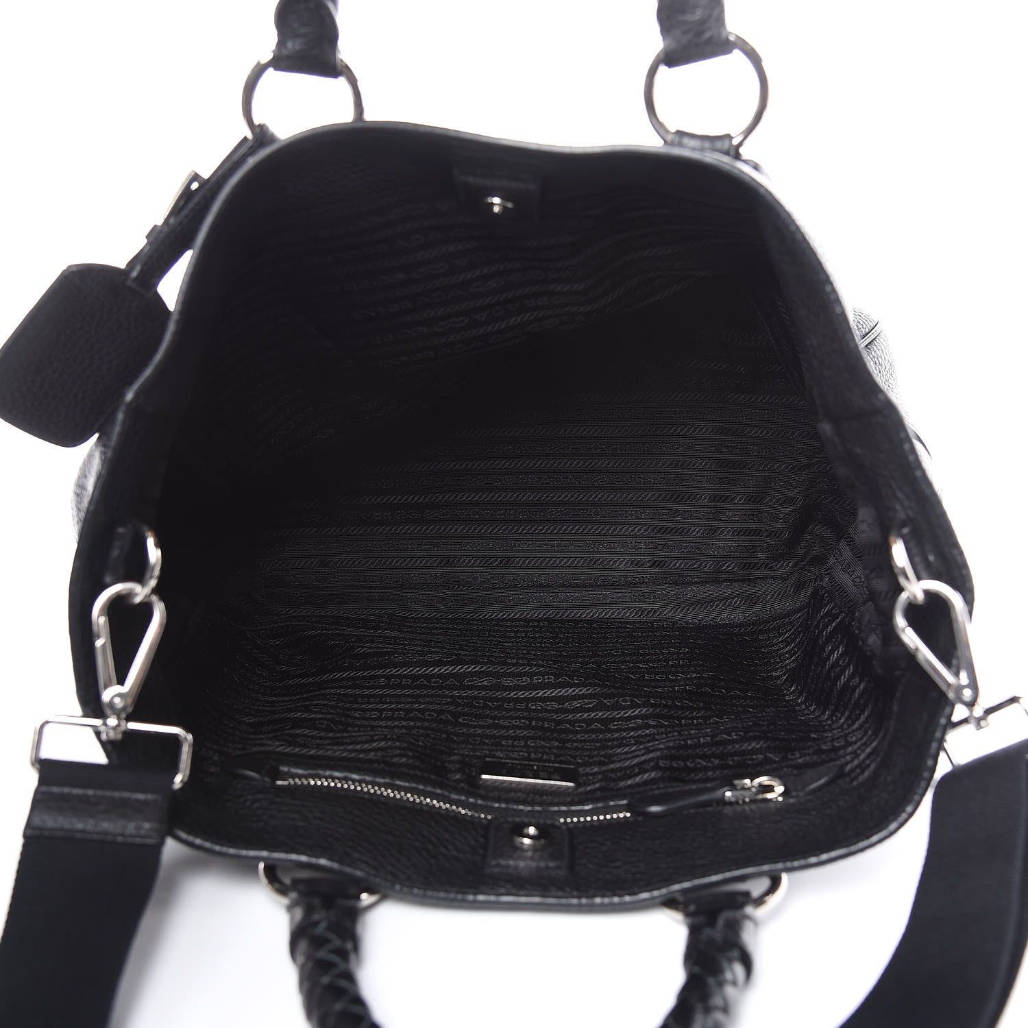 Prada Vitello Daino Braided Hobo Black 5 of 12