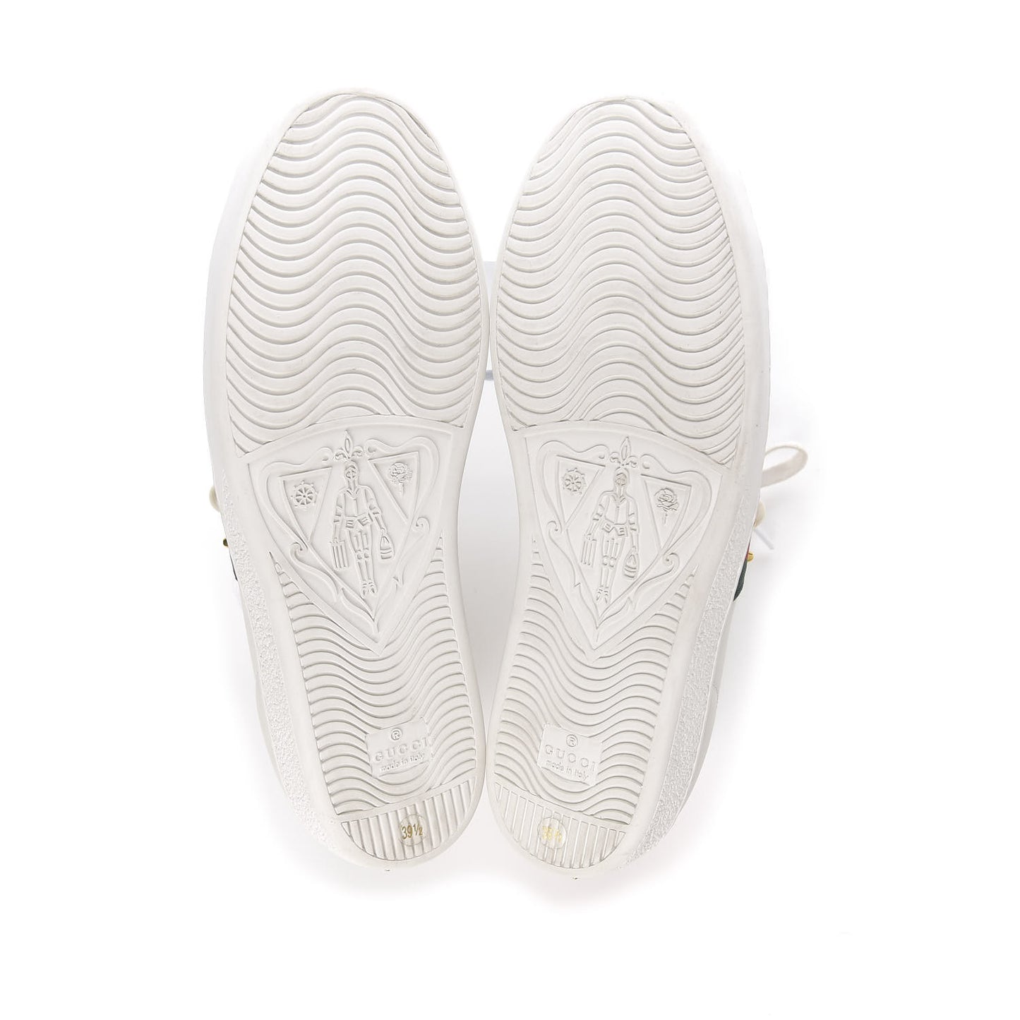 Calfskin Web Pearl Studded Womens Ace Sneakers 39.5 White