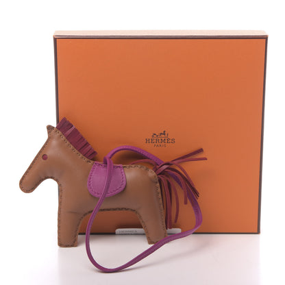 Hermes Milo Lambskin Grigri Rodeo Horse Bag Charm MM Gold Rubis Rose Pourpre 5 of 5