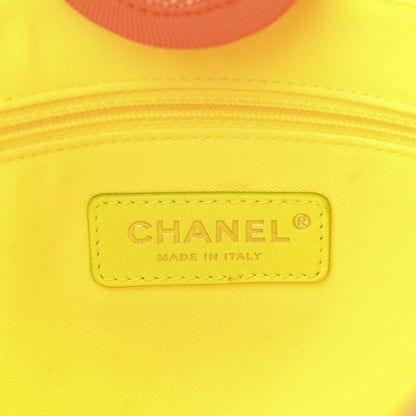 Chanel Mixed Fibers Calfskin Small Deauville Tote Orange Yellow 6 of 13