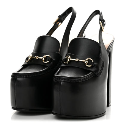 Gucci Calfskin Horsebit Platform 70/160mm Slingback Mules 36 Black 4 of 10