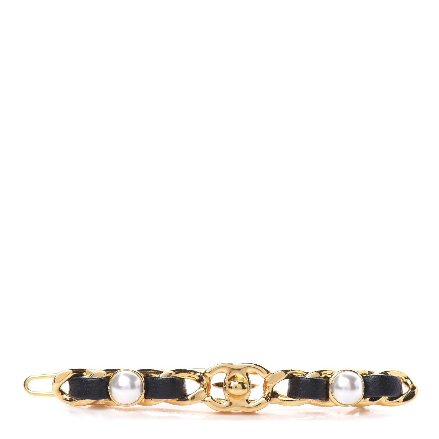 Chanel Pearl Lambskin CC More Is More Hair Clip Black Gold 1 of 5
