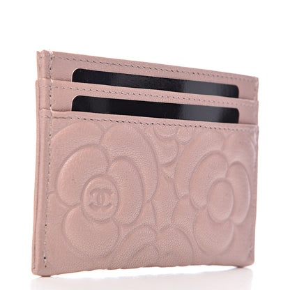 Chanel Goatskin Camellia Embossed Card Holder Light Pink 3 of 9