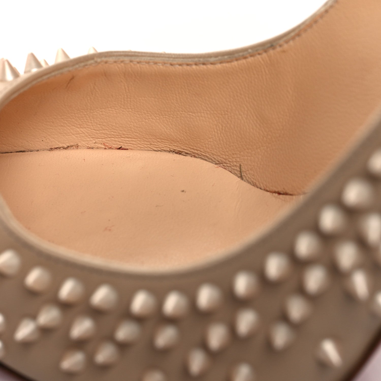 Christian Louboutin Nappa Studded Escarpic 100 Pumps 37.5 Nude Apricot 9 of 12