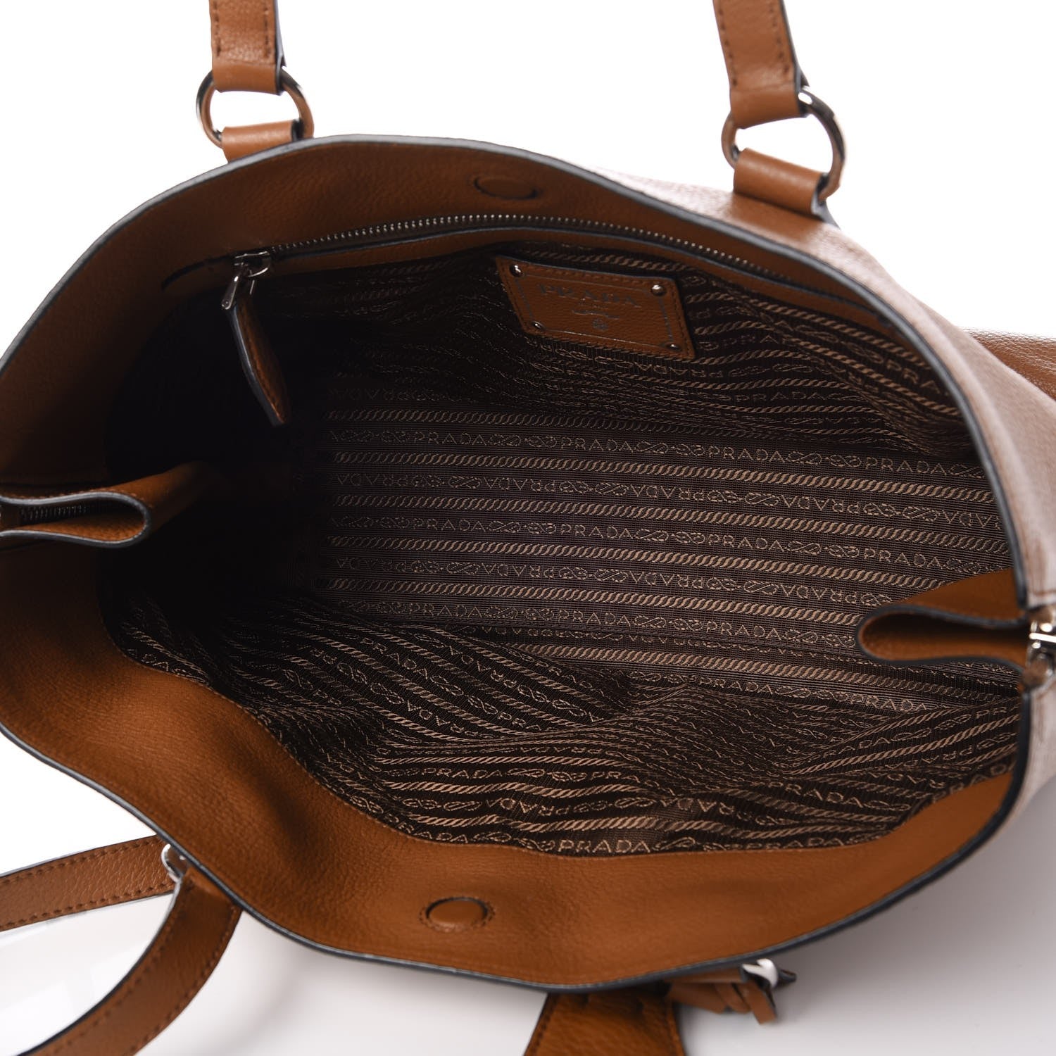 Prada Vitello Daino Side Zip Tote Cannella 5 of 8