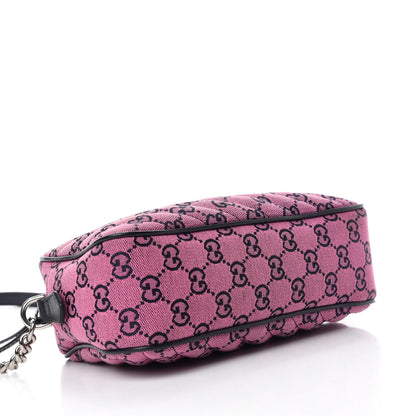 Gucci Monogram Multicolor Matelasse Diagonal Small GG Marmont Chain Shoulder Bag Pink Blue 4 of 11