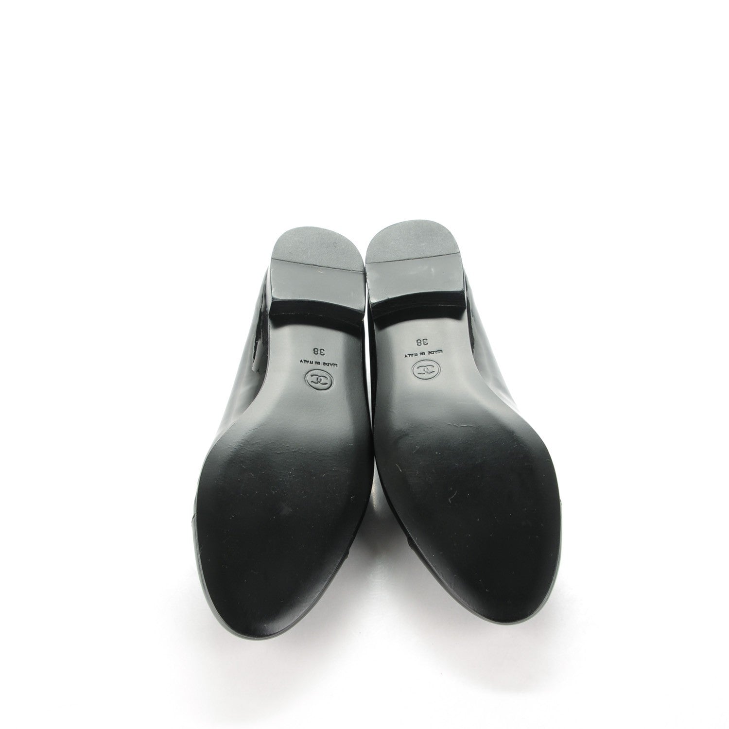 Chanel Patent CC Cap Toe Ballerina Flats 38 Black 5 of 7