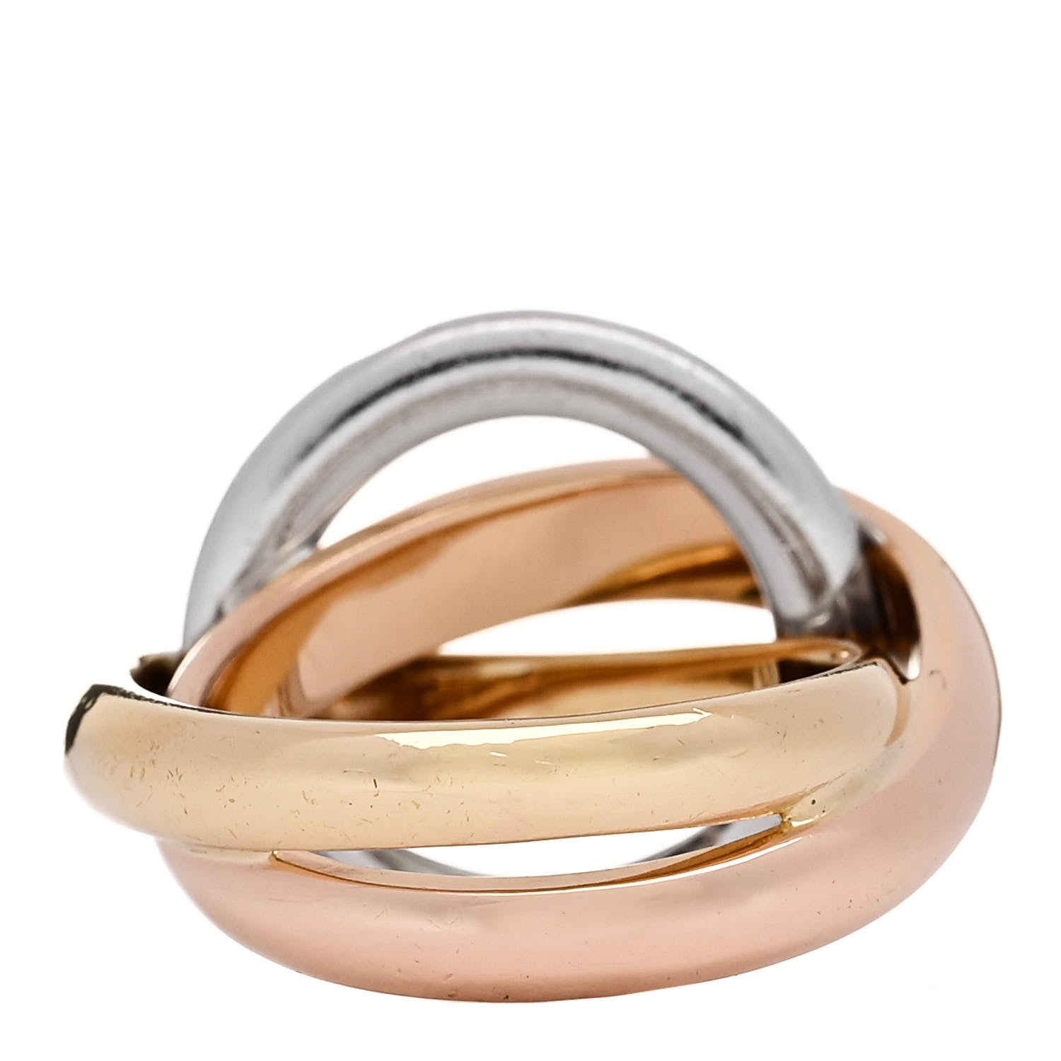 Cartier 18K Pink Yellow White Gold Diamond Trinity Crash Ring 50 5.5 4 of 5