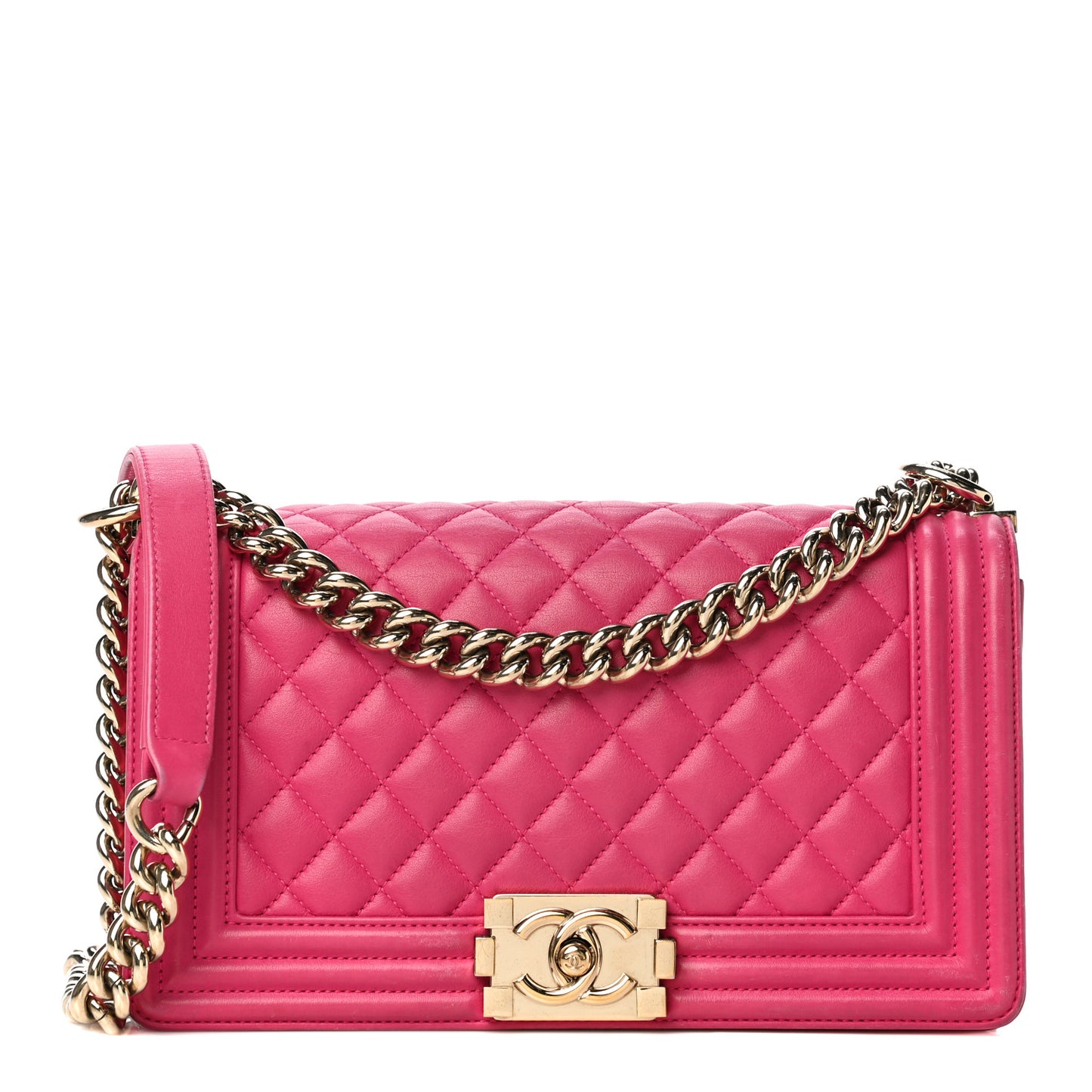 Lambskin Quilted Medium Boy Flap Pink
