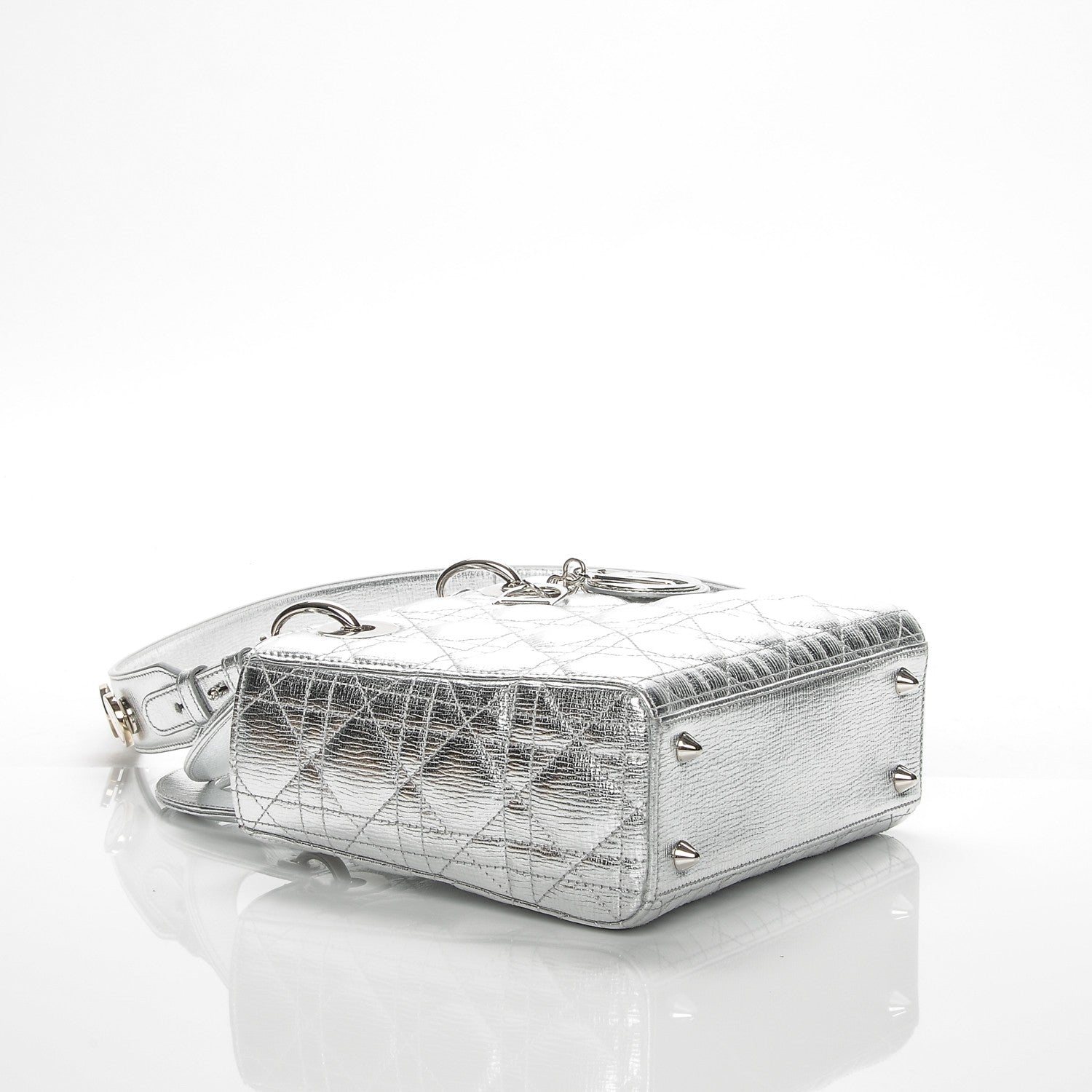 Christian Dior Metallic Grained Calfskin Cannage Small Lucky Badges My Lady Dior Silver 4 of 8
