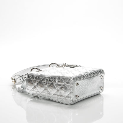 Christian Dior Metallic Grained Calfskin Cannage Small Lucky Badges My Lady Dior Silver 4 of 8