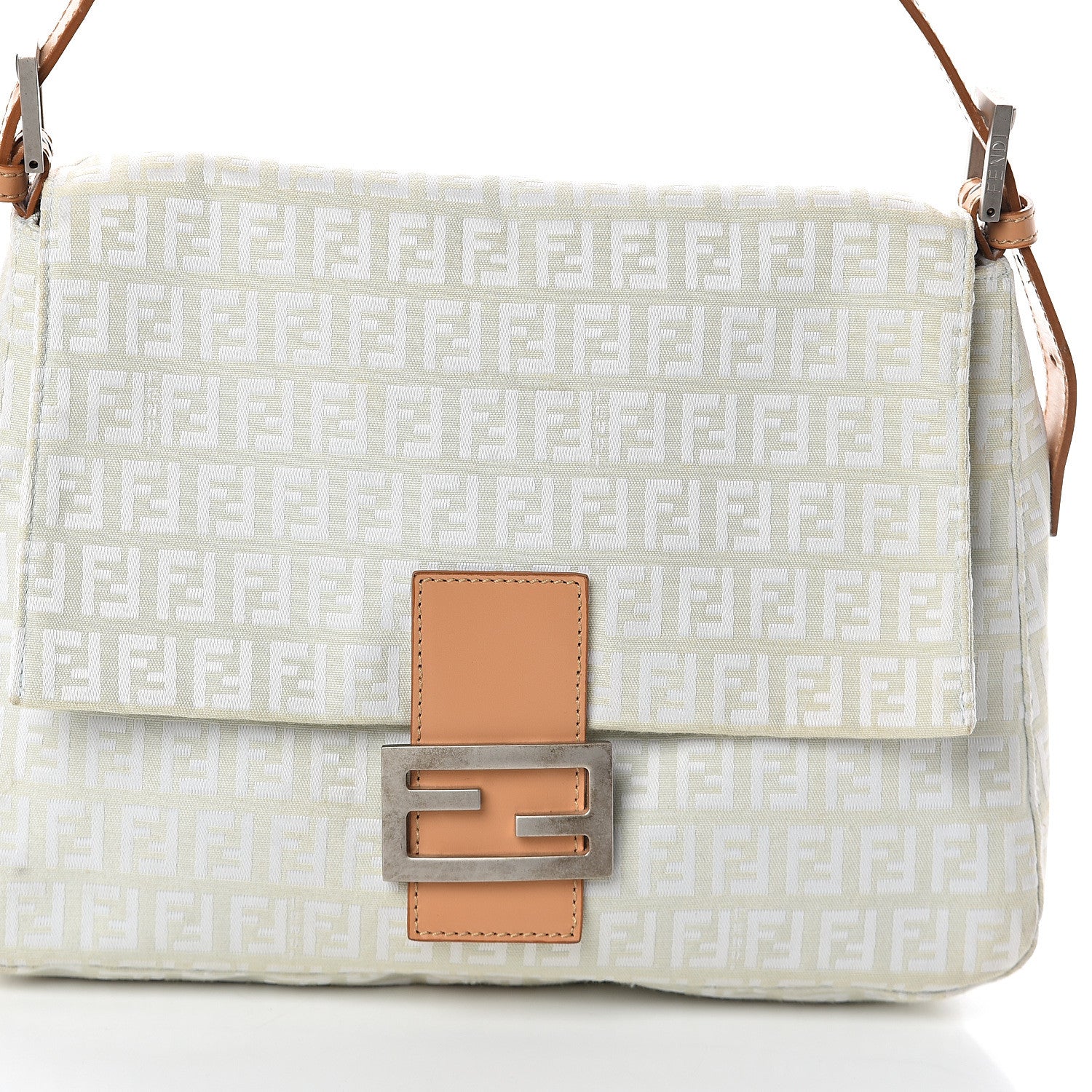 Fendi Zucchino Mama Baguette White Beige 6 of 8