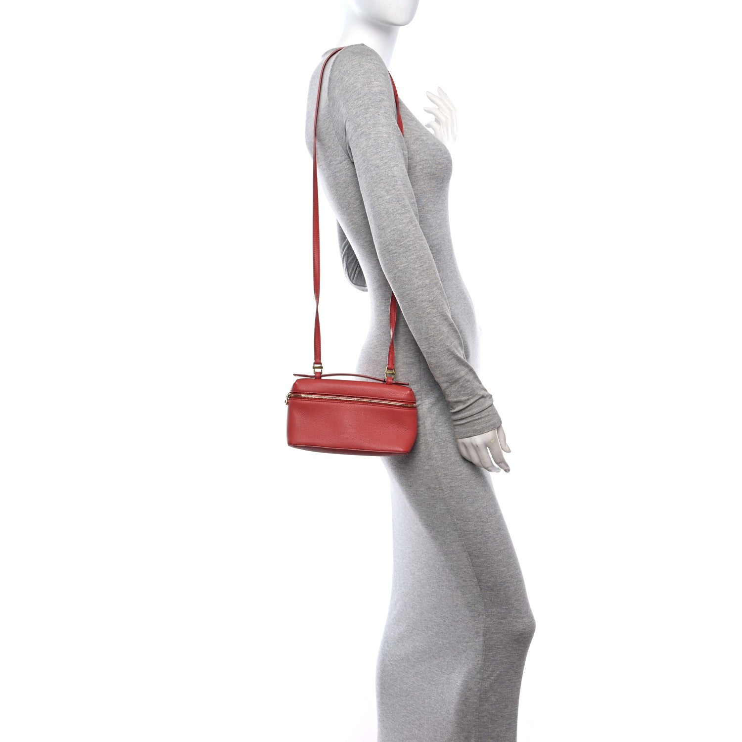 Loro Piana Grained Calfskin L19 Extra Pocket Pouch Coral Fiction 2 of 11