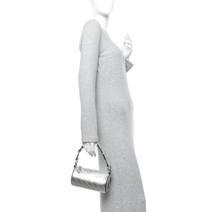 Gucci Sakai Be Green Calfskin Diagonal Stitched Mini Blondie Barrel Shoulder Bag Silver 2 of 10