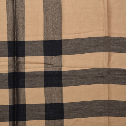 Burberry Modal Wool Overdyed Chambray Check Square Scarf Camel 3 of 5