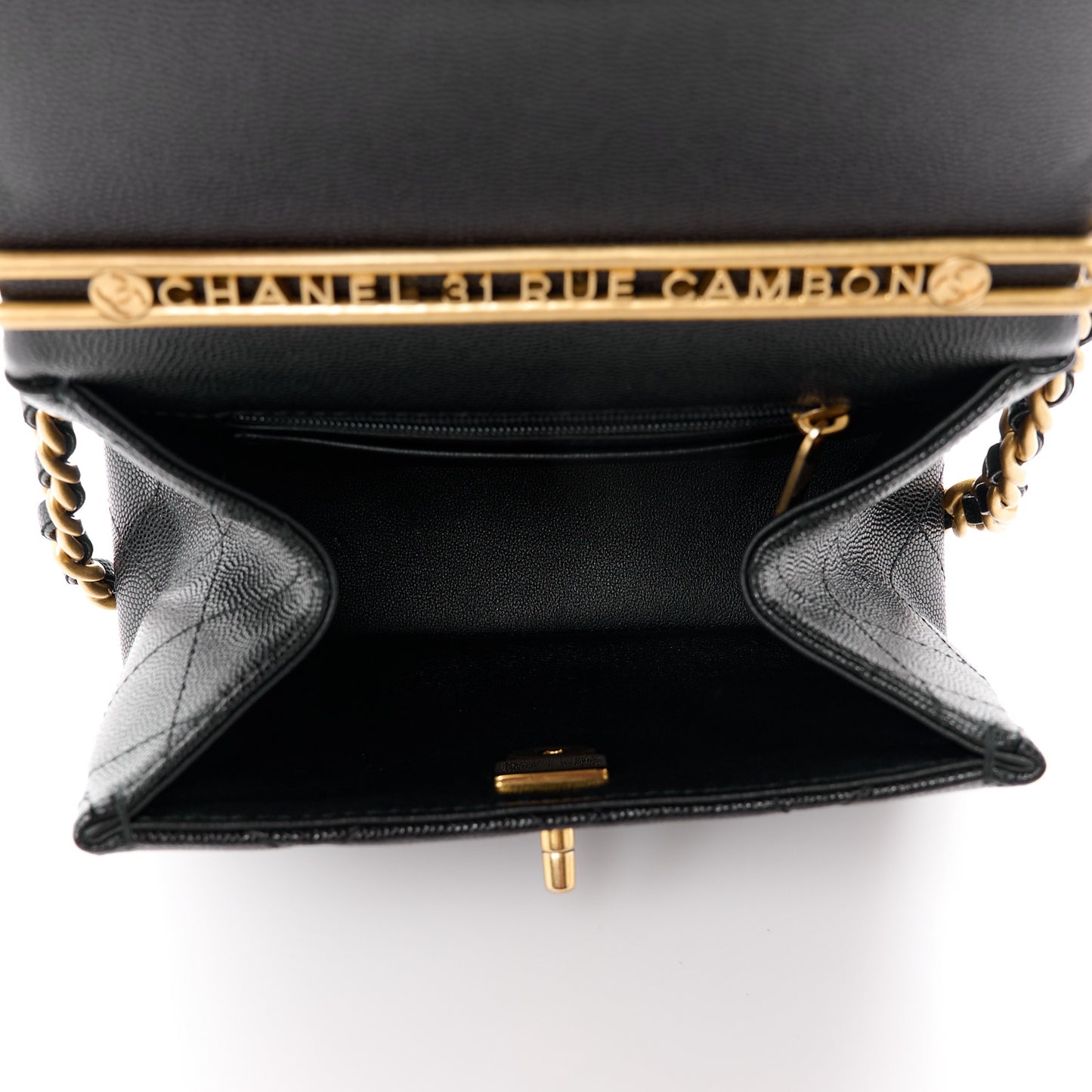Caviar Quilted 31 Rue Cambon Mini Top Handle Flap Black