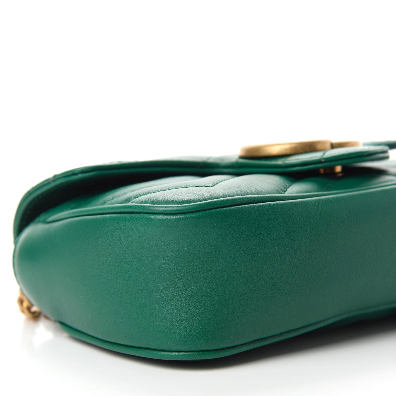 Gucci Calfskin Matelasse Super Mini GG Marmont Shoulder Bag Emerald Green 6 of 11