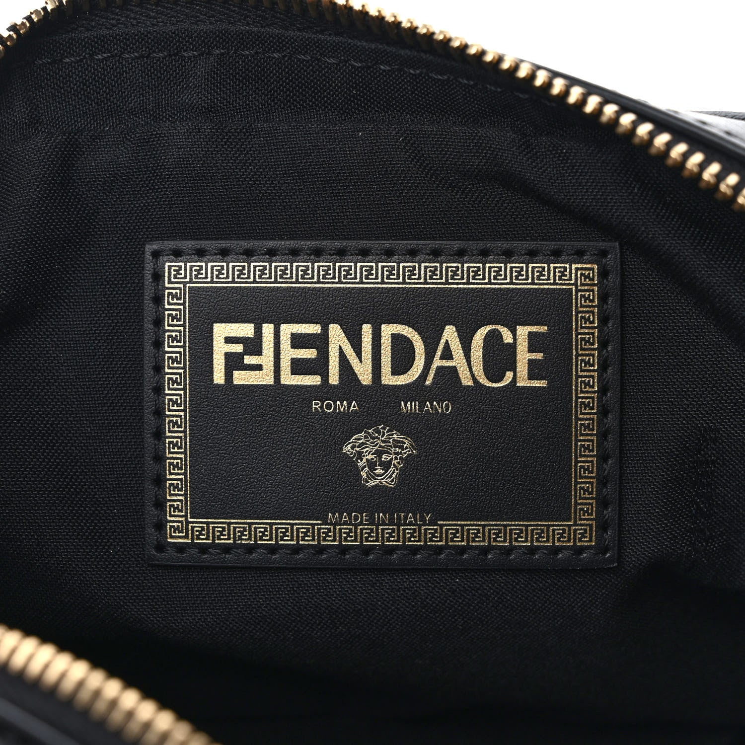 Fendi X VERSACE Vitello Cover Fendace Medusa Small Camera Case Black Gold 6 of 9