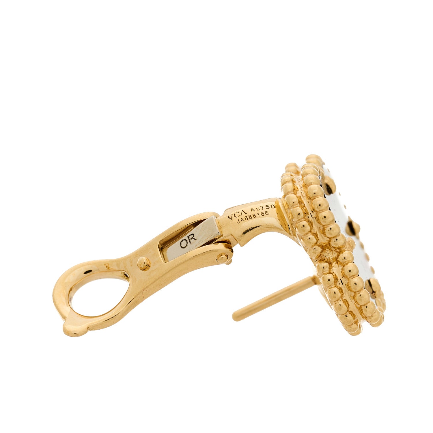Van Cleef & Arpels 18K Yellow Gold Black Onyx Vintage Alhambra Earrings 4 of 5