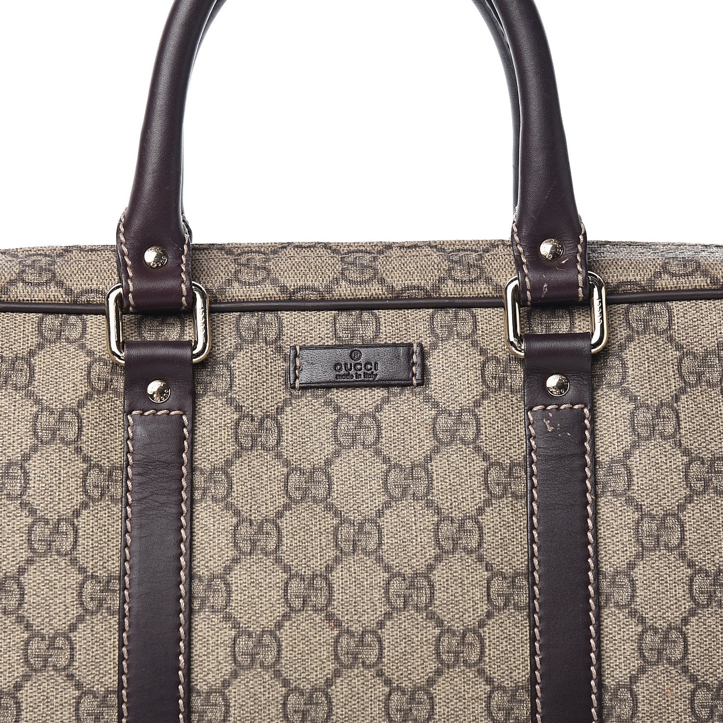 GG Plus Monogram Briefcase Dark Brown