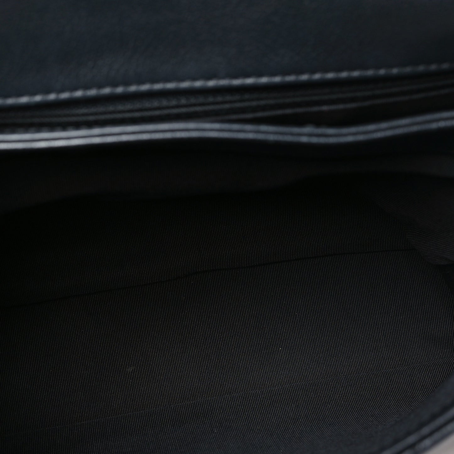 Grained Calfskin Chevron Stitched Small Chic Top Handle Flap Black