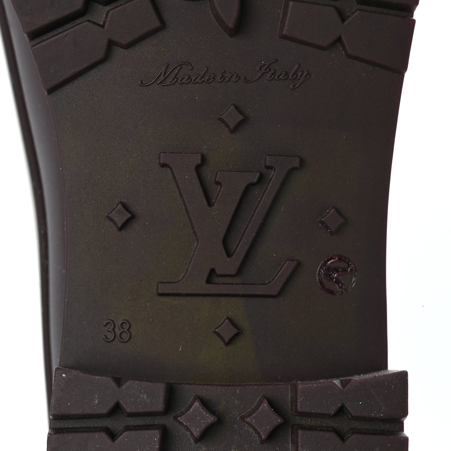 Rubber Embossed Monogram Splash Rain Boots 38 Burgundy