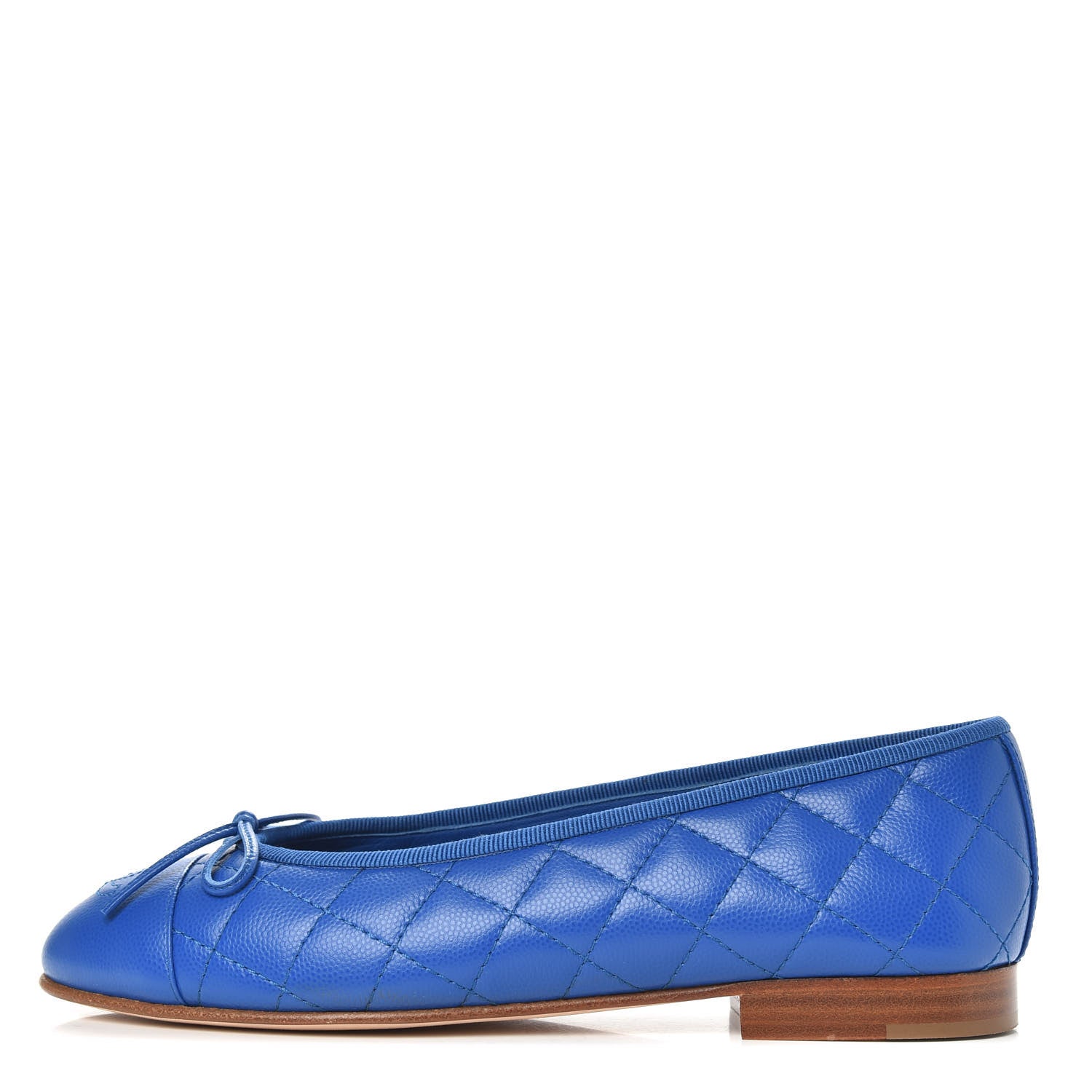 Chanel Caviar Quilted CC Cap Toe Ballerina Flats 36.5 Bright Blue 1 of 9