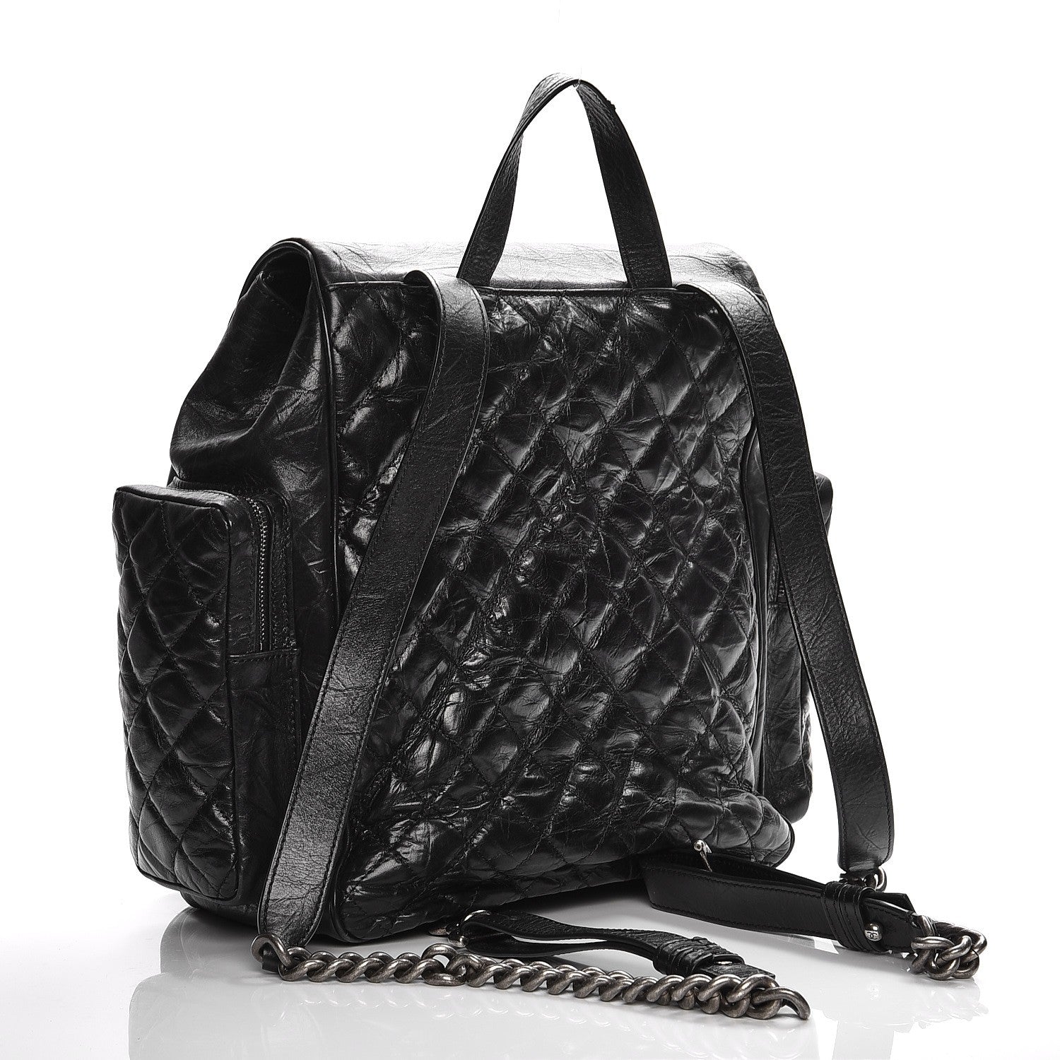 Chanel Aged Calfskin Quilted Large Casual Rock Backpack Black 3 of 11