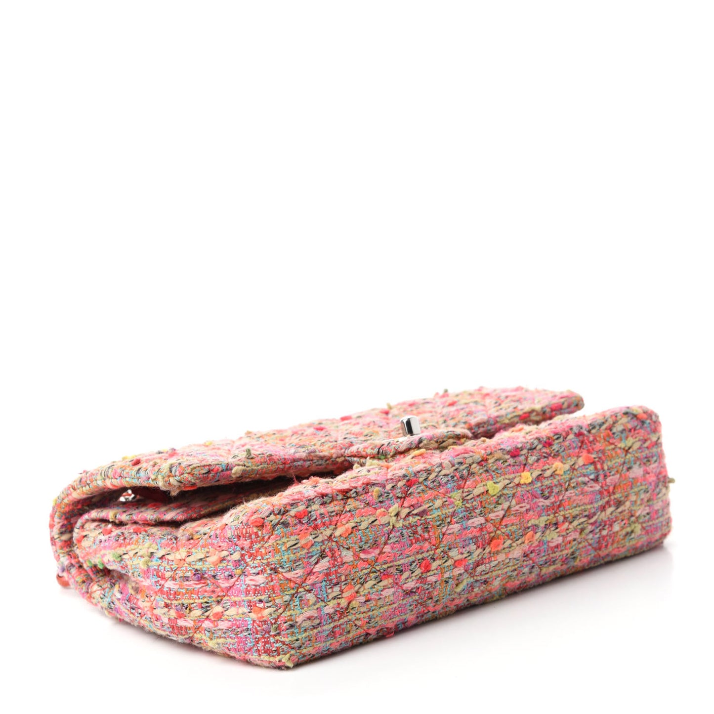 Tweed Quilted Medium Double Flap Pink
