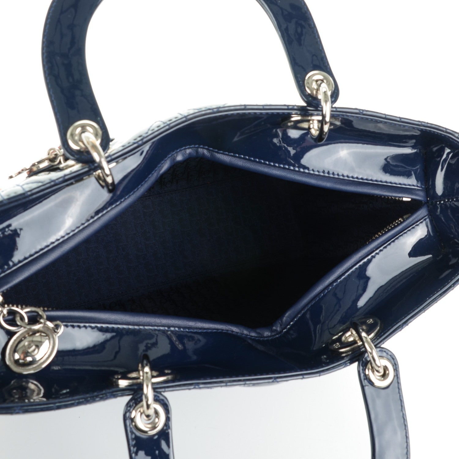 Christian Dior Patent Cannage Large Lady Dior Navy Blue 5 of 9