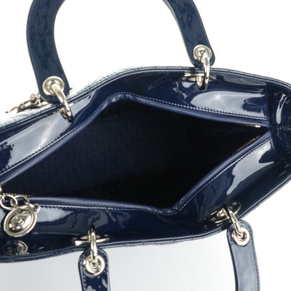 Christian Dior Patent Cannage Large Lady Dior Navy Blue 5 of 9