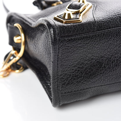 Balenciaga Chevre Gold Metallic Edge Hardware Mini City Black 5 of 9