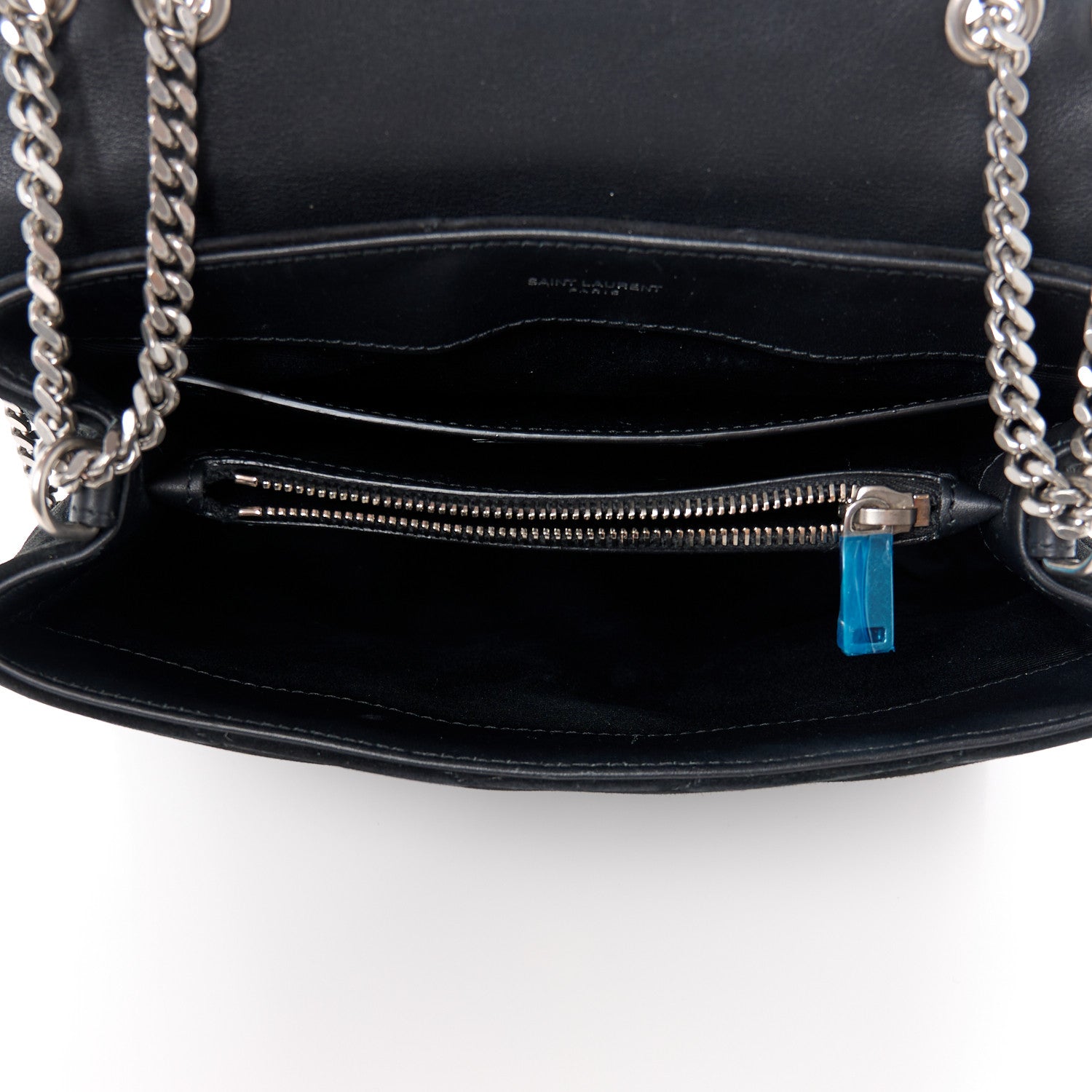 Saint Laurent Suede Calfskin Y Quilted Monogram Small Loulou Chain Satchel Black 5 of 11