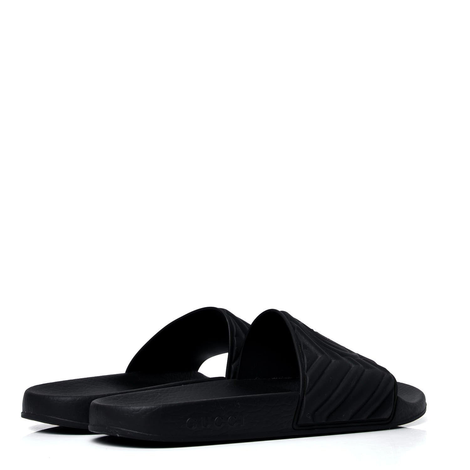 Gucci Rubber Matelasse Womens Slide Sandals 39 Black 3 of 5