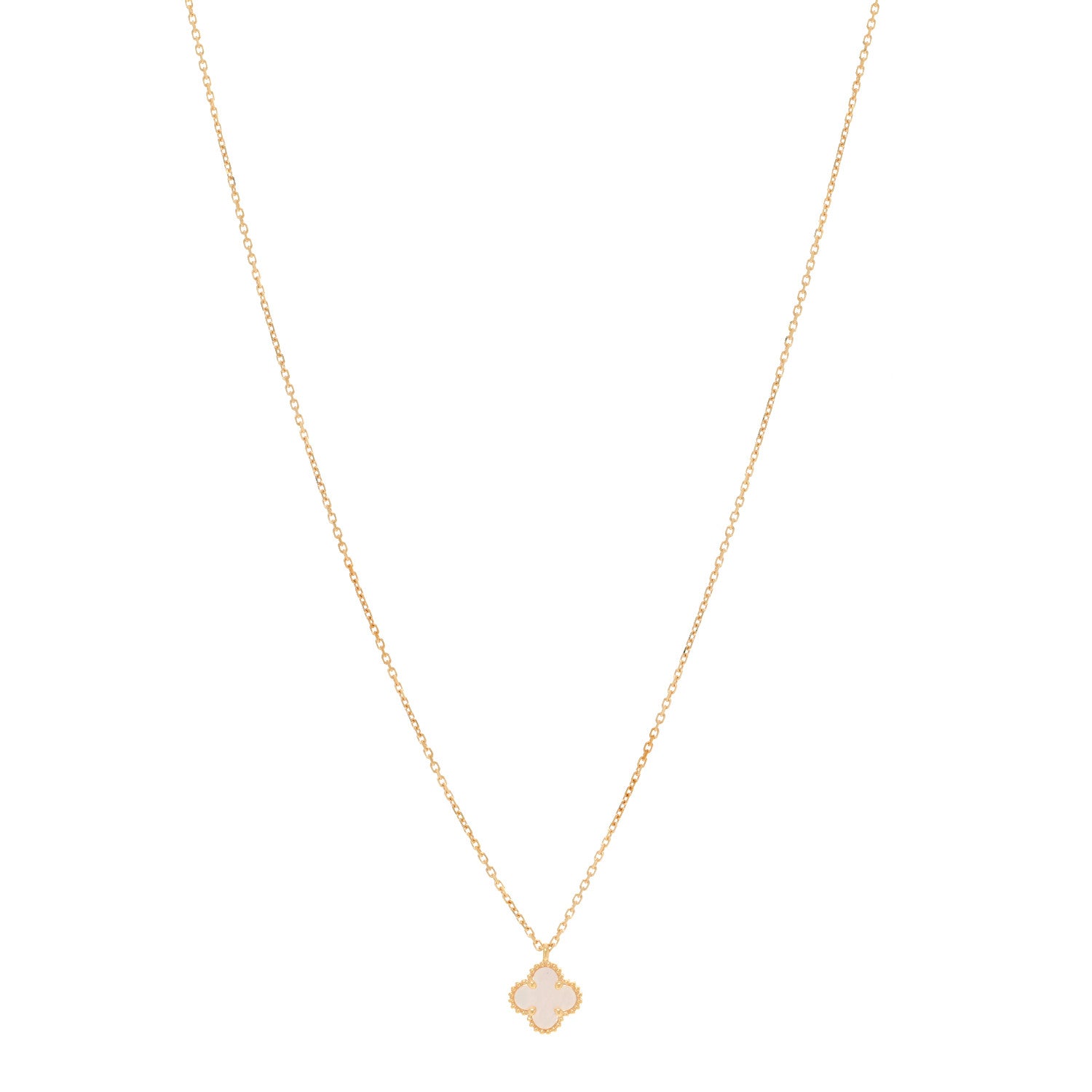 Van Cleef & Arpels 18K Yellow Gold Mother of Pearl Sweet Alhambra Pendant Necklace 1 of 5