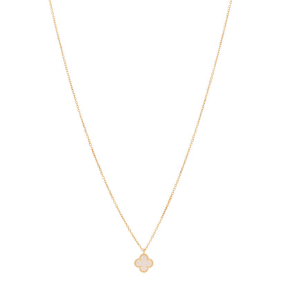 Van Cleef & Arpels 18K Yellow Gold Mother of Pearl Sweet Alhambra Pendant Necklace 1 of 5