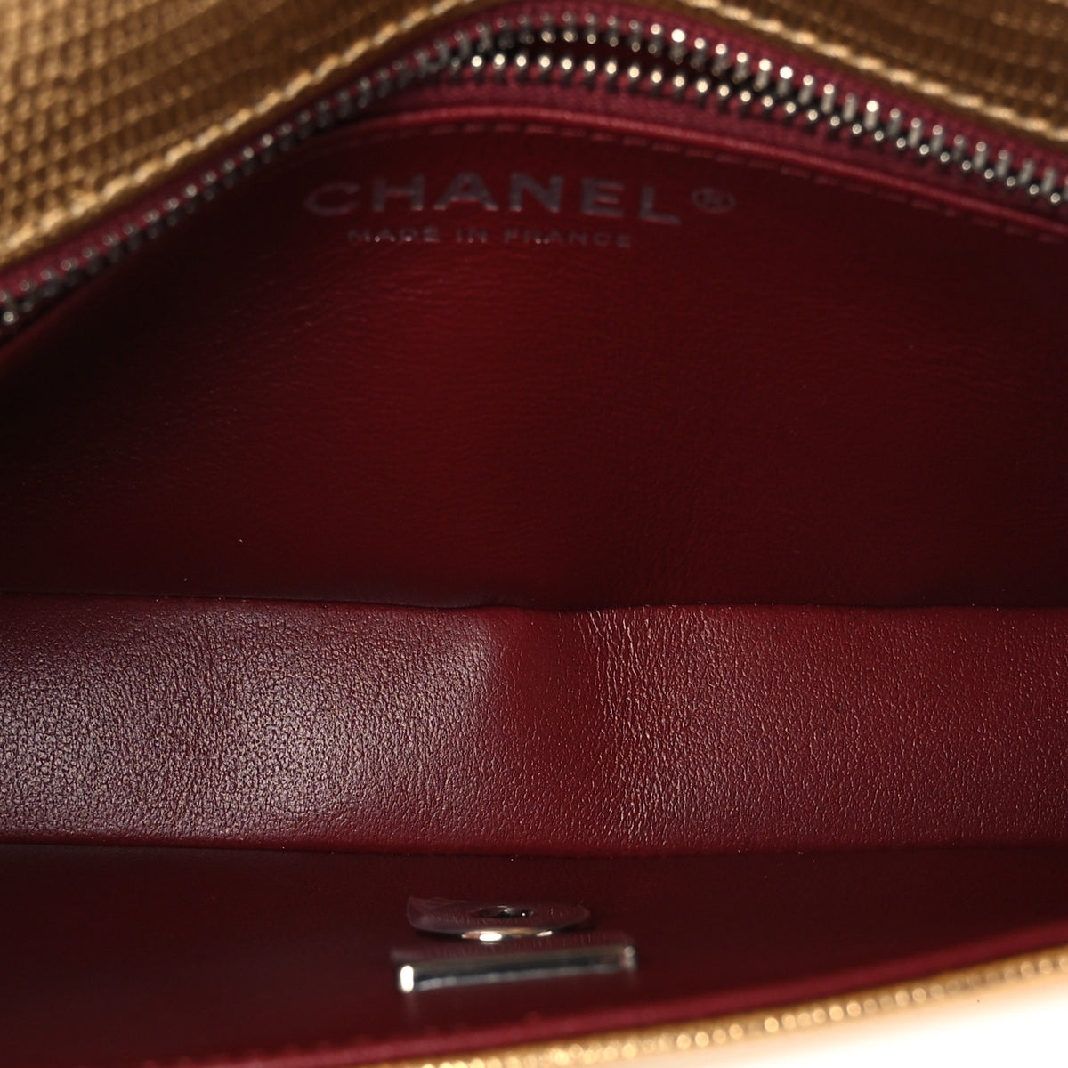 Chanel Metallic Calfskin Lizard Embossed Small East West Flap Gold 5 of 12