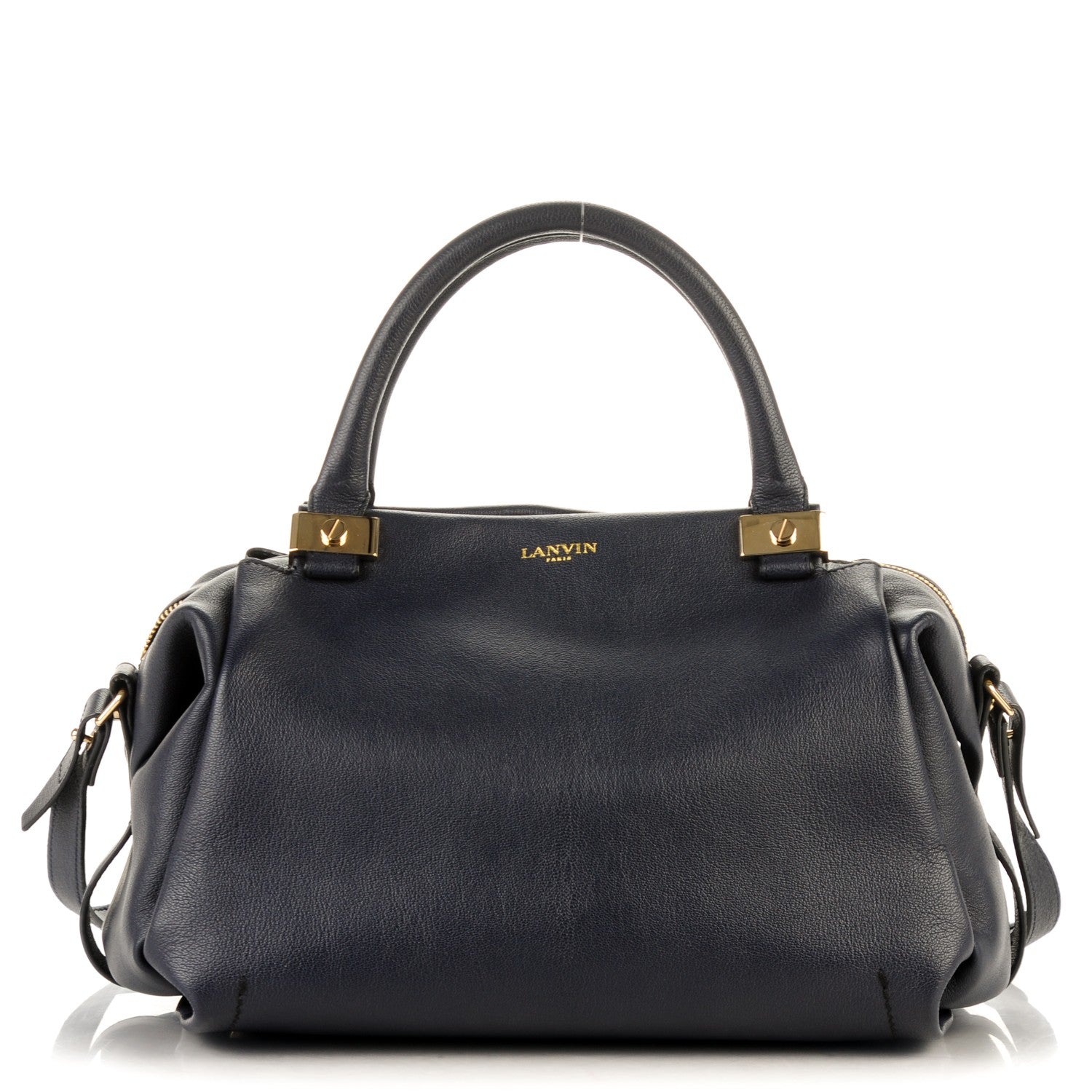 Lanvin Goatskin Trilogy Bowling Bag Midnight Blue 1 of 8