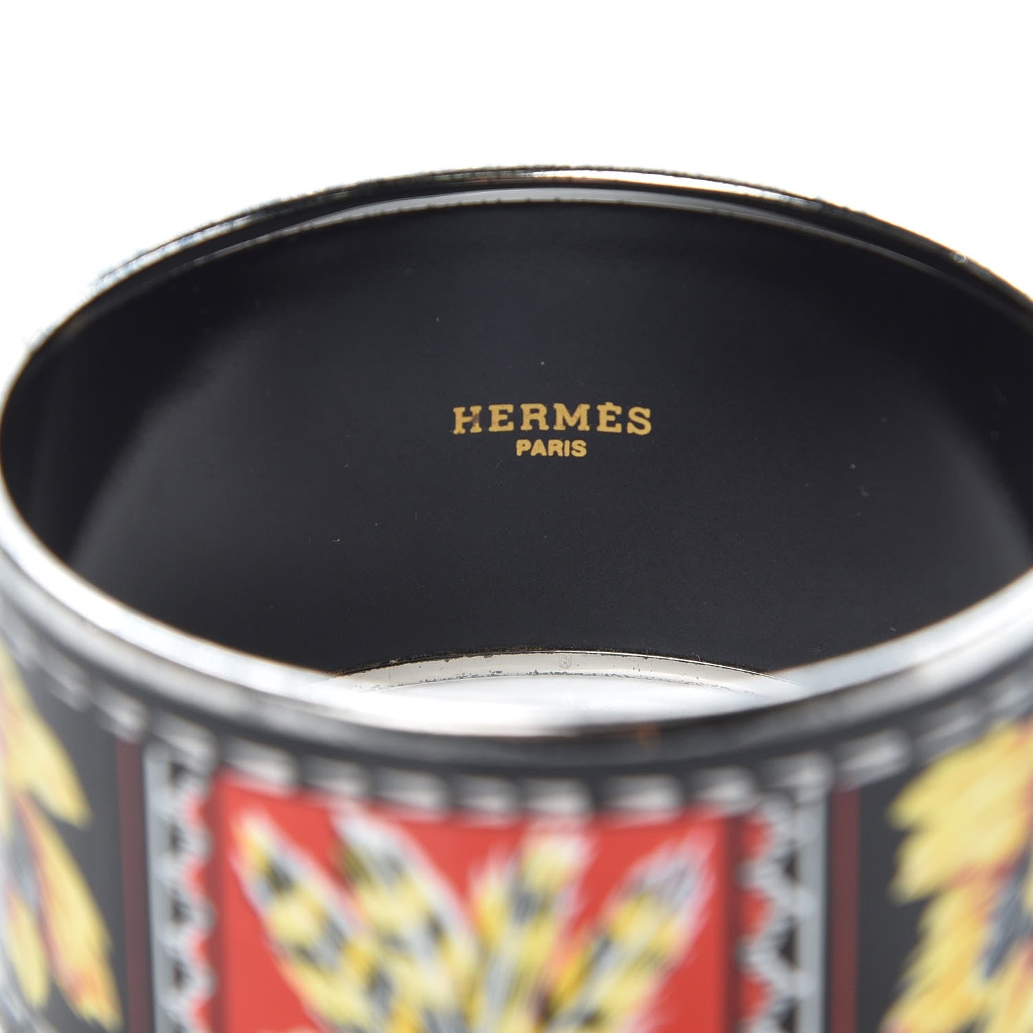 Hermes Enamel Printed Extra Wide Brazil Bracelet 62 4 of 6