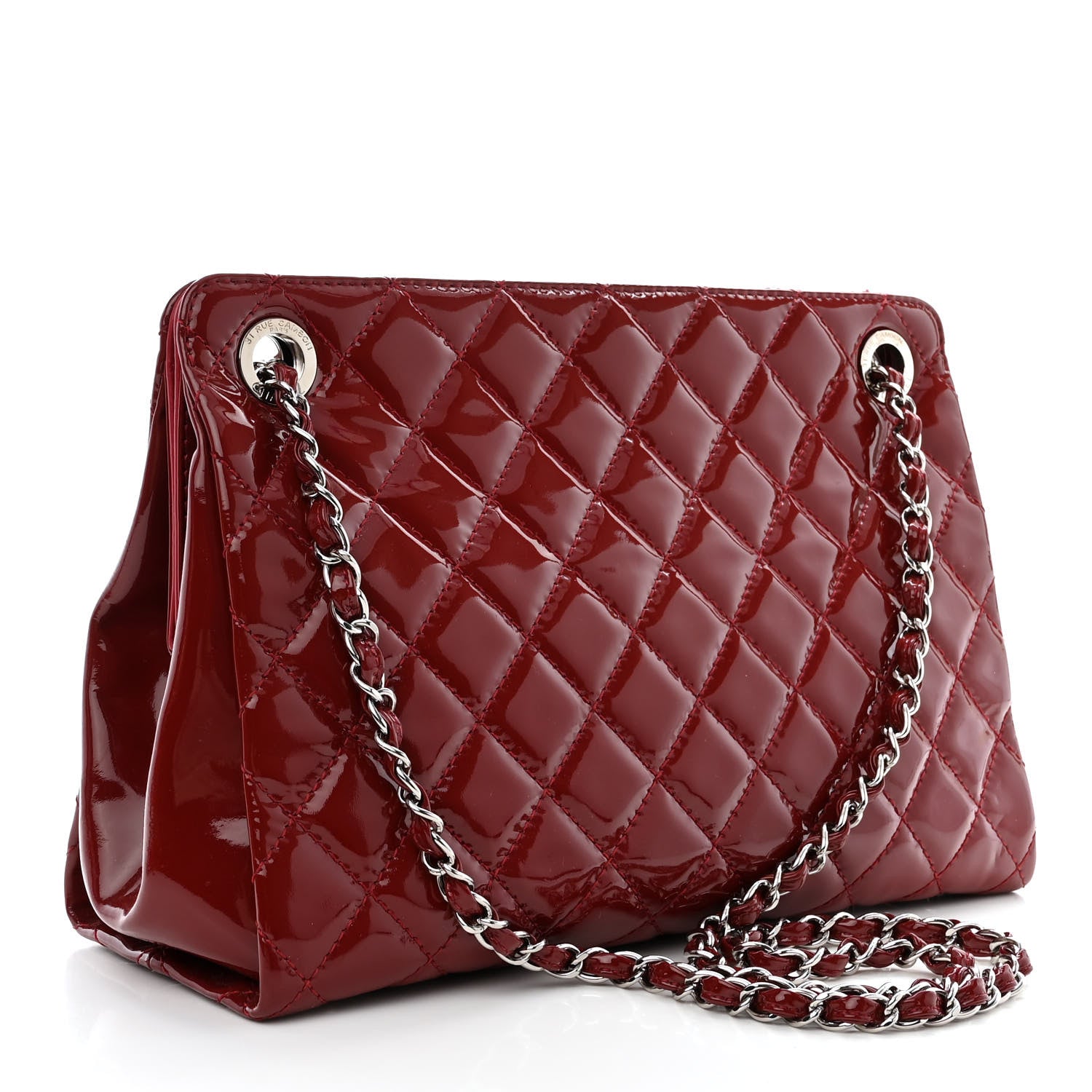 Chanel Patent Quilted Timeless CC Shopping Tote Red 3 of 13