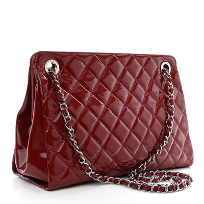 Chanel Patent Quilted Timeless CC Shopping Tote Red 3 of 13