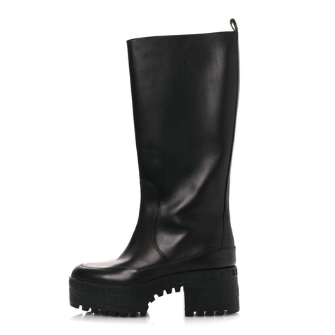 Calfskin Laureate Platform High Boots 36 Black