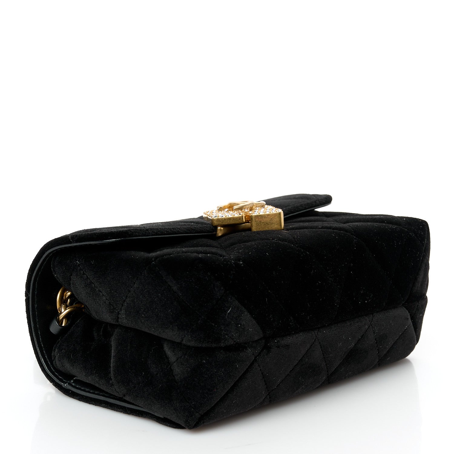 Chanel Velvet Strass Diamond Lock Flap Black 7 of 9