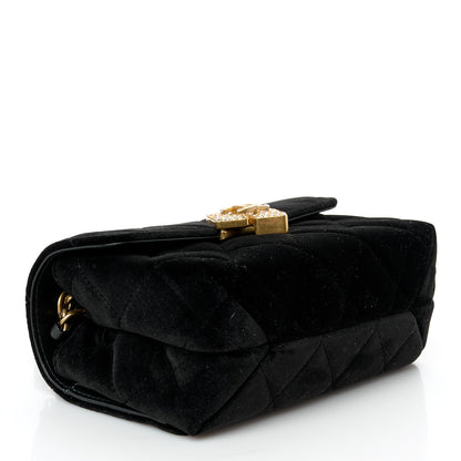 Chanel Velvet Strass Diamond Lock Flap Black 7 of 9