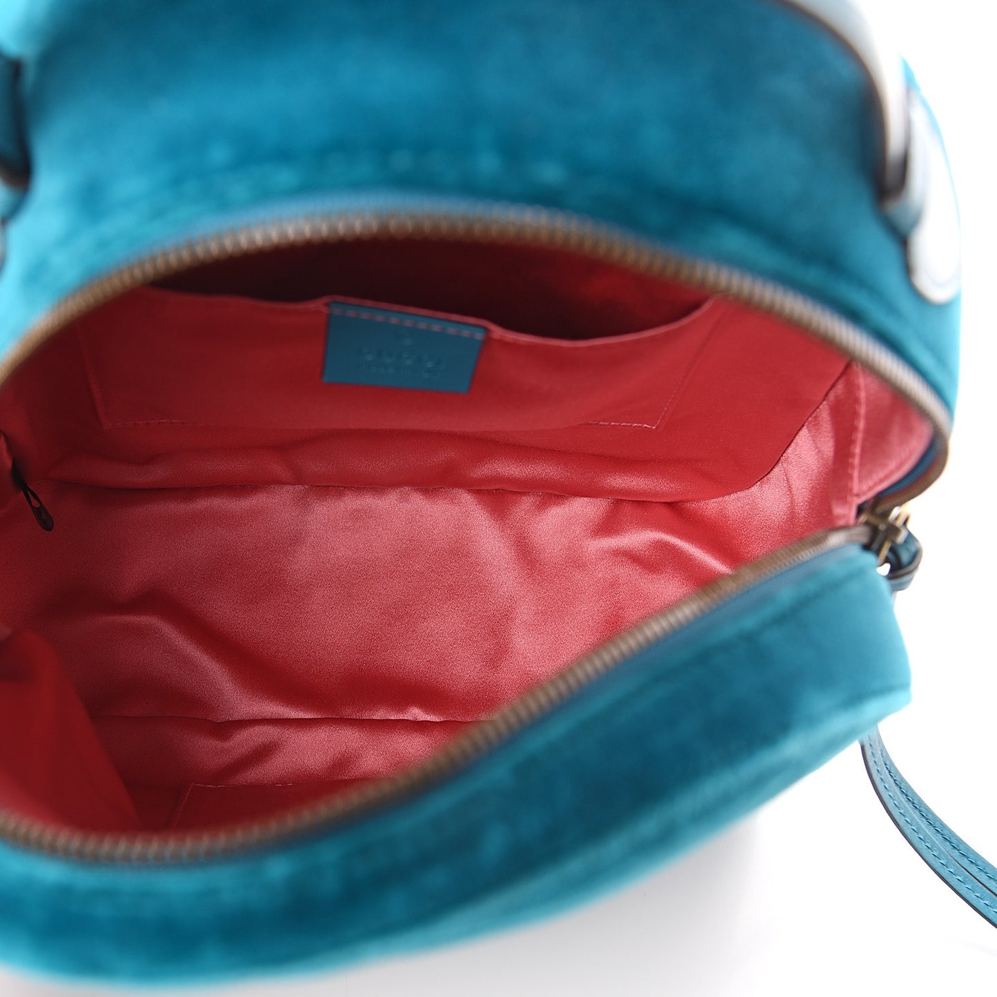 Velvet Matelasse GG Marmont Dome Backpack Pavone Cyan