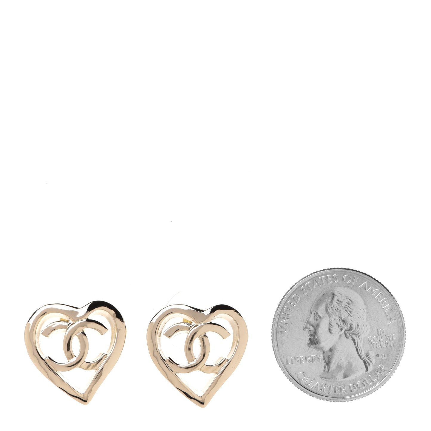 Metal CC Heart Coco In Love Earrings Gold